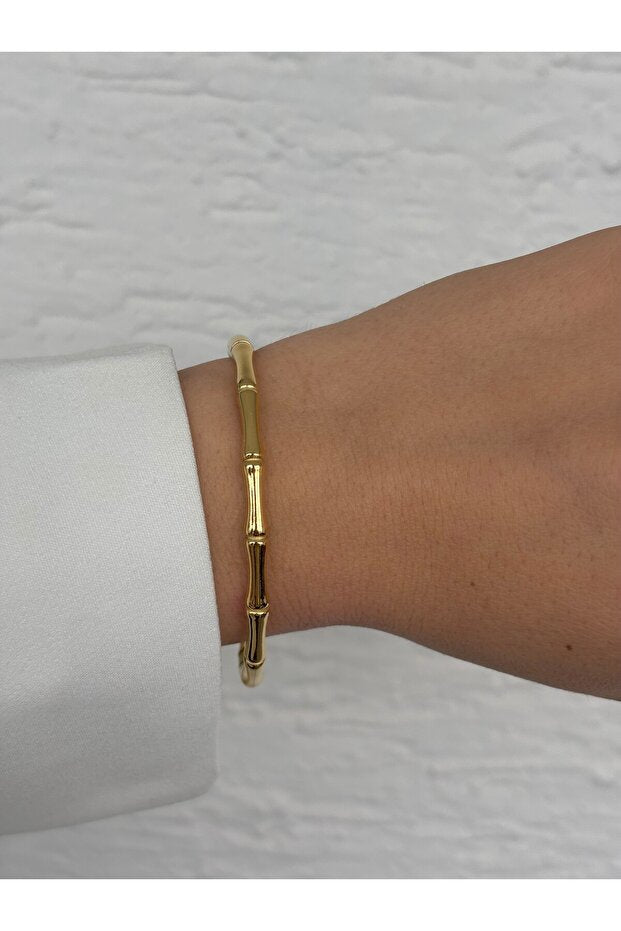 Çelik Bileklik Kemik Model Trend Kararmaz Solmaz Çelik Kelepçe Bileklik  Gold
