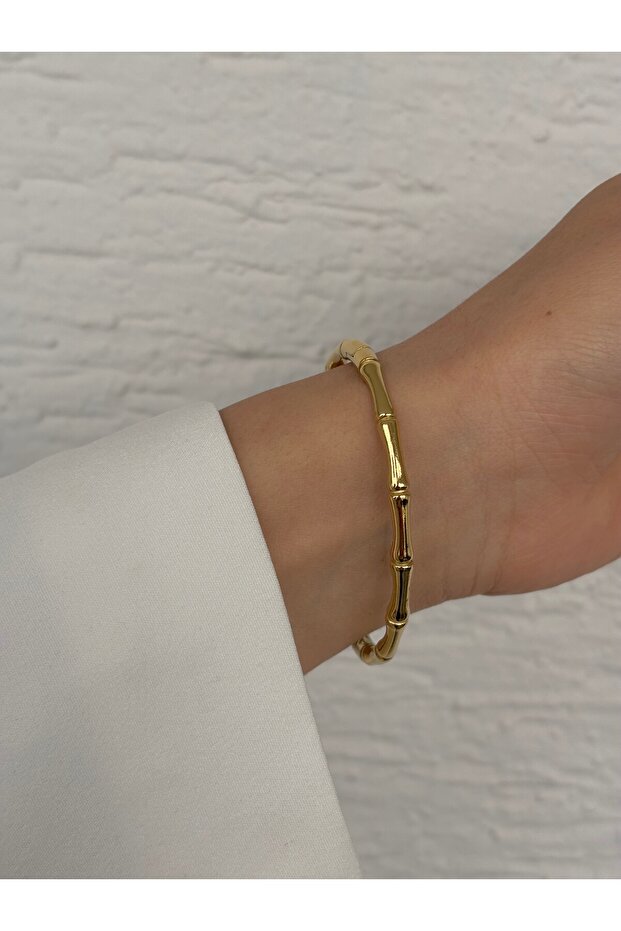 Çelik Bileklik Kemik Model Trend Kararmaz Solmaz Çelik Kelepçe Bileklik  Gold